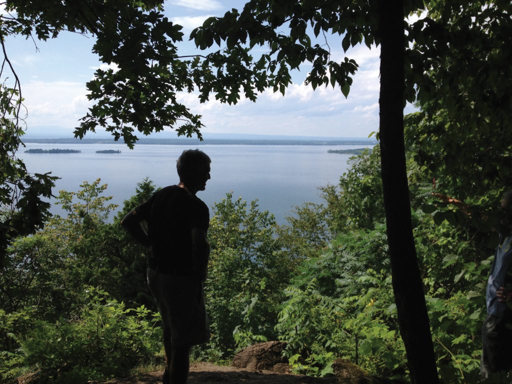 Baird Morgan looking over Lake Champlain from Hoyt Overlook