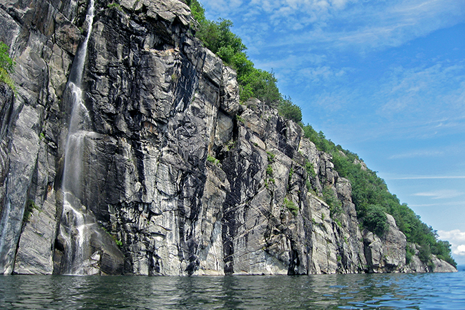Split Rock area waterfall from kayak photo by Trustee David Raphael IMG_5321